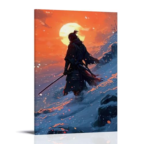 ZBBZJYHH Samurai-Poster mit Sonne und Wasser darauf, modernes künstlerisches Wandbild, Hängedekoration, Poster, 20 x 30 cm von ZBBZJYHH