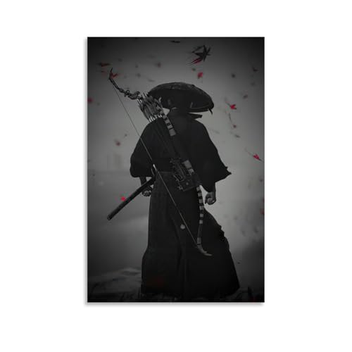 ZBBZJYHH Samurai-Poster mit roten Akzenten, modernes künstlerisches Wandbild, hängende Dekoration, Poster, 20 x 30 cm von ZBBZJYHH