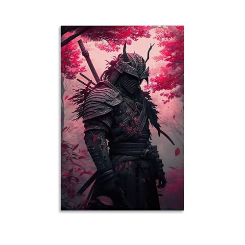 ZBBZJYHH Samurai-Poster mit schöner Illustration der Nachtstadt, modernes künstlerisches Wandbild, Hängedekoration, Poster, 20 x 30 cm von ZBBZJYHH