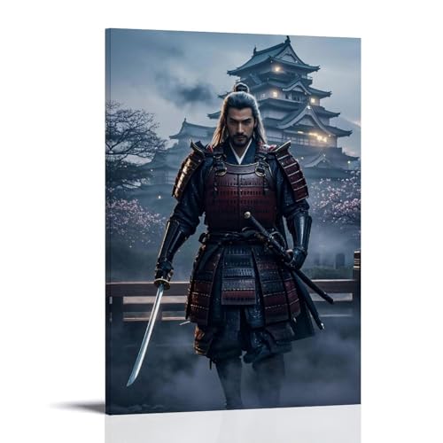 ZBBZJYHH Shinto Samurai-Wanddekoration, majestätisches Schloss und Schwert, Krieger, Kunstdruck, modern, künstlerisch, Wandbild, hängende Dekoration, Poster, 30 x 45 cm von ZBBZJYHH