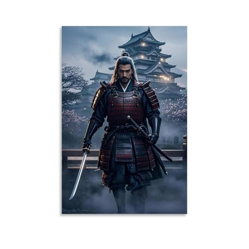 ZBBZJYHH Shinto Samurai-Wanddekoration, majestätisches Schloss und Schwert, Krieger, Kunstdruck, modern, künstlerisch, Wandbild, hängende Dekoration, Poster, 30 x 45 cm von ZBBZJYHH