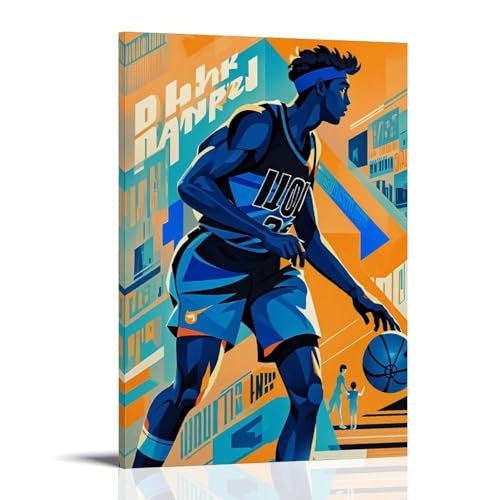 ZBBZJYHH Sportposter Basketball-Kunstdruck für Wanddekoration, modernes künstlerisches Wandbild, hängende Dekoration, Poster, 50 x 75 cm von ZBBZJYHH