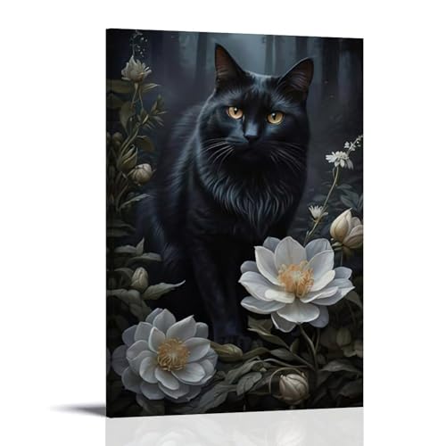 ZBBZJYHH Tierposter mit Blumen auf dem Bild sind schwarz und weiß bemalt, modernes künstlerisches Wandbild, Hängedekoration, Poster, 20 x 30 cm von ZBBZJYHH