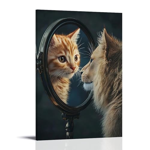 ZBBZJYHH Tierposter mit einer Katze, die im Spiegel auf ihr Gesicht schaut, modernes künstlerisches Wandbild, Hängedekoration, Poster, 60 x 90 cm ZBBZJYHH Tierposter mit einer Katze, die im Spiegel auf ihr Gesicht schaut, modernes künstlerisches Wandbild, Hängedekoration, Poster, 60 x 90 cm von ZBBZJYHH