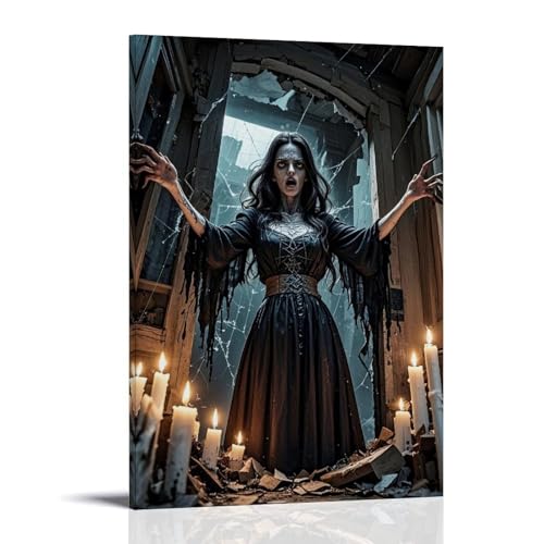 ZBBZJYHH Unheimliche Wanddekoration, kühlende Gothic-Figur mit Kerzen für eine eindringliche Atmosphäre, modernes künstlerisches Wandbild, hängende Dekoration, Poster, 60 x 90 cm ZBBZJYHH Unheimliche Wanddekoration, kühlende Gothic-Figur mit Kerzen für eine eindringliche Atmosphäre, modernes künstlerisches Wandbild, hängende Dekoration, Poster, 60 x 90 cm von ZBBZJYHH