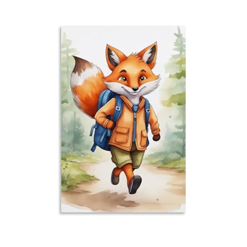 ZBBZJYHH Wanddekoration, Motiv: Fuchs-Abenteuer, lebendig, modern, künstlerisch, Wandbild, hängende Dekoration, Poster, 50 x 75 cm von ZBBZJYHH