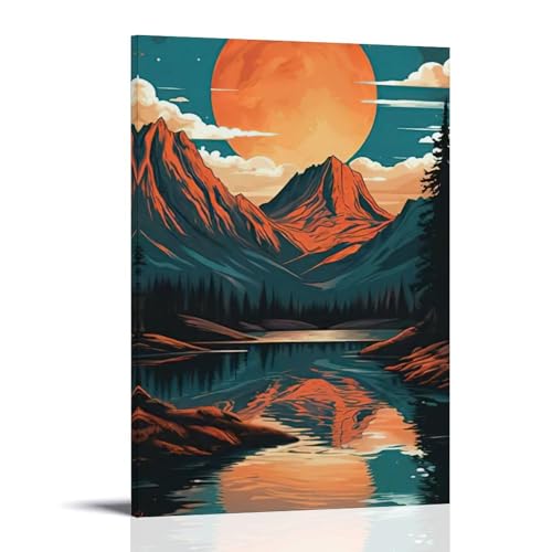 ZBBZJYHH Wanddekoration, Poster, Motiv: Sonnenuntergang, modernes künstlerisches Wandbild, hängendes Dekor-Poster, 40 x 60 cm von ZBBZJYHH