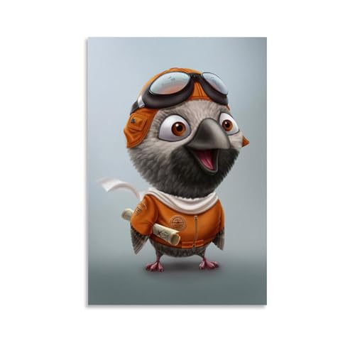 ZBBZJYHH Wanddekoration, fliegende Taube, abenteuerliche Pilotentaube mit Sonnenbrille und Karte, modernes künstlerisches Wandbild, hängendes Dekor-Poster, 20 x 30 cm von ZBBZJYHH