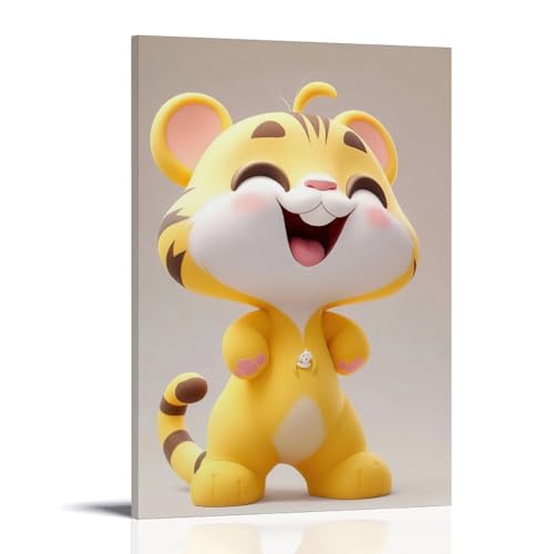 ZBBZJYHH Wanddekorationsposter "Happy Tiger" für ein Lächeln in Ihren Raum. Modernes, künstlerisches Wandbild, Hängedekor-Poster, 40 x 60 cm von ZBBZJYHH
