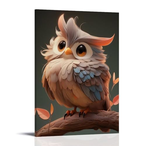 ZBBZJYHH Wanddekorationsposter mit niedlicher Eule, modernes künstlerisches Wandbild, hängendes Dekor-Poster, 20 x 30 cm von ZBBZJYHH