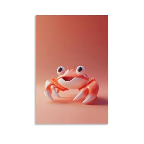 ZBBZJYHH Wanddekorationsposter mit niedlicher orangefarbener Krabbe, modernes künstlerisches Wandbild, hängende Dekoration, Poster, 40 x 60 cm von ZBBZJYHH