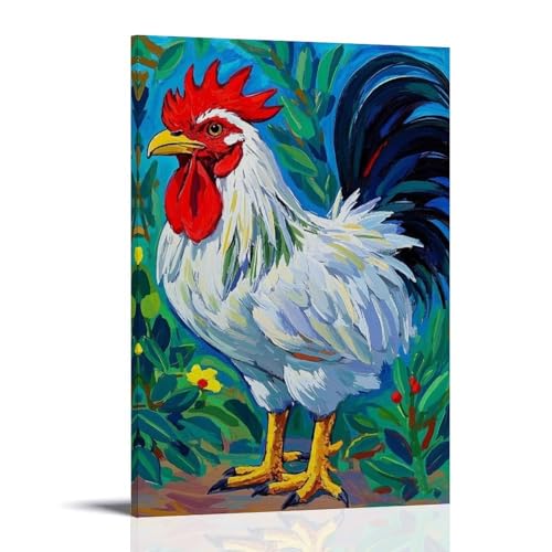 ZBBZJYHH Wandkunst, Motiv: Huhn, modern, künstlerisch, Wandbild, hängendes Dekor-Poster, 40 x 60 cm von ZBBZJYHH