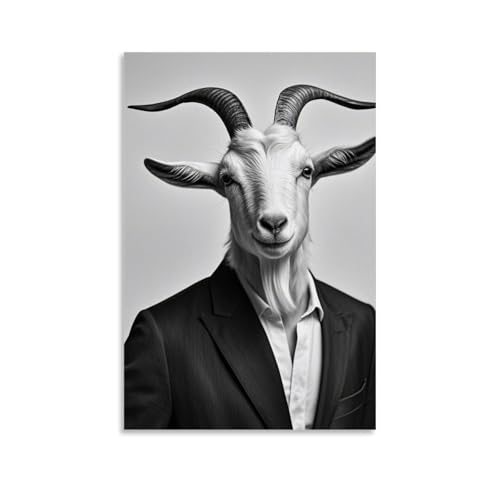 ZBBZJYHH Wandkunst, Ziegen-Eleganz, schicker Schafanzug und majestätisches Geweih, elegante Heimdekoration, modernes künstlerisches Wandbild, hängende Dekoration, Poster, 40 x 60 cm von ZBBZJYHH