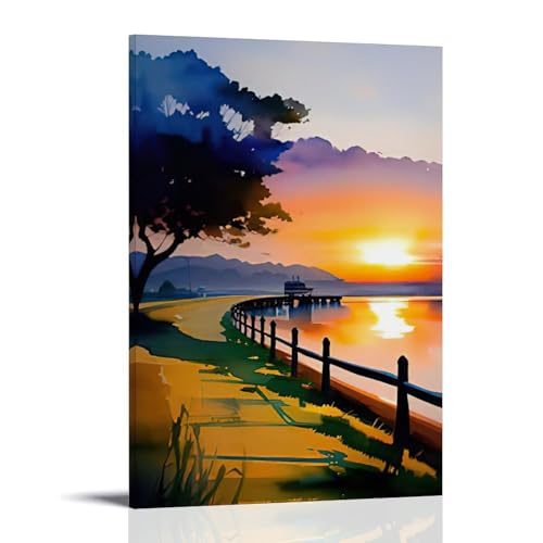 ZBBZJYHH Wandkunst-Poster, Motiv: Sonnenuntergang, Hafen, modernes künstlerisches Wandbild, hängende Dekoration, Poster, 30 x 45 cm von ZBBZJYHH
