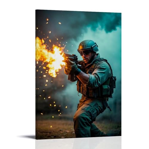 ZBBZJYHH Warrior's Valor Dynamischer Militär-Kunstdruck für Wanddekoration, modernes künstlerisches Wandbild, hängende Dekoration, Poster, 20 x 30 cm von ZBBZJYHH