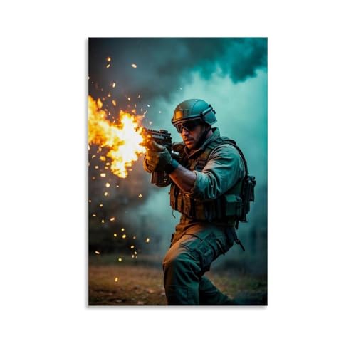 ZBBZJYHH Warrior's Valor Dynamischer Militär-Kunstdruck für Wanddekoration, modernes künstlerisches Wandbild, hängende Dekoration, Poster, 30 x 45 cm von ZBBZJYHH