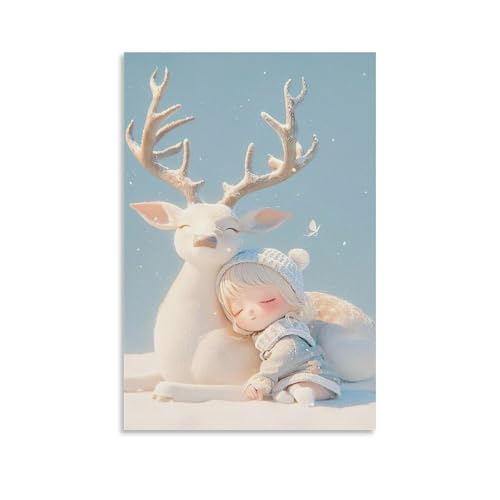 ZBBZJYHH Winter Dreams Zauberhaftes Rentier und Kind, Wanddekoration, modernes künstlerisches Wandbild, hängende Dekoration, Poster, 30 x 45 cm ZBBZJYHH Winter Dreams Zauberhaftes Rentier und Kind, Wanddekoration, modernes künstlerisches Wandbild, hängende Dekoration, Poster, 30 x 45 cm von ZBBZJYHH