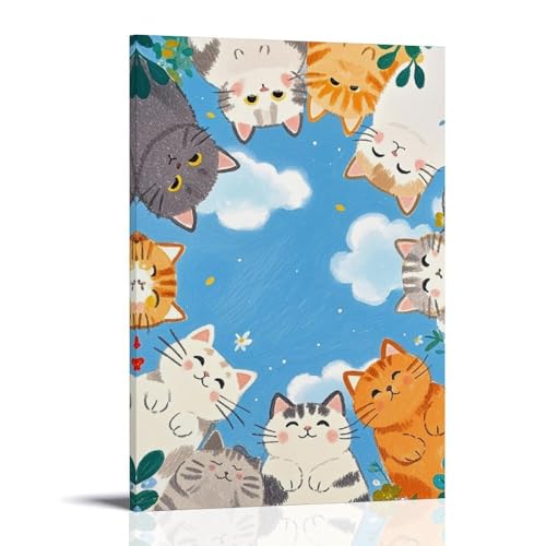 ZBBZJYHH Wolkige Kitty-Wanddekoration, bezaubernde Katzen im Himmel, Kunstdruck für Zuhause, modernes künstlerisches Wandbild, hängende Dekoration, Poster, 40 x 60 cm von ZBBZJYHH