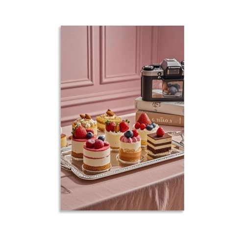 ZBBZJYHH Zartes Dessert-Display auf elegantem Tablett für Heimdekoration, modernes künstlerisches Wandbild, hängende Dekoration, Poster, 60 x 90 cm von ZBBZJYHH
