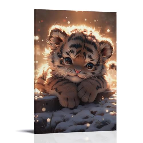 ZBBZJYHH Zauberhaftes Tigerjunges, Wanddekoration, weich und kuschelig, perfekt als Heimdekoration, modernes künstlerisches Wandbild, hängende Dekoration, Poster, 60 x 90 cm von ZBBZJYHH