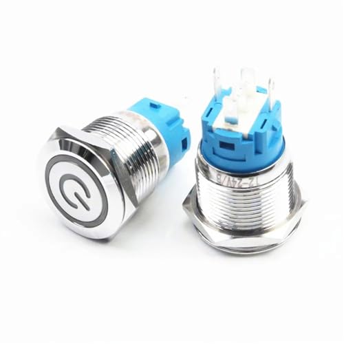 19mm LED Licht Metall Druckknopfschalter Momentary Rastfixierung Türklingel Auto Motorstart PC Power 12V 24V 1Stk(Red,LATCHING_6V) von ZBFGEPLV