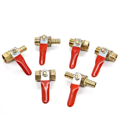 Messing Wasser Öl Luft Gas Kraftstoffleitung Absperrkugelhahn Rohrverschraubungen Pneumatischer Anschluss Controller Griff 6-12MM Schlauchanschluss Inline 1St(F-F,6mm Barb) von ZBFGEPLV