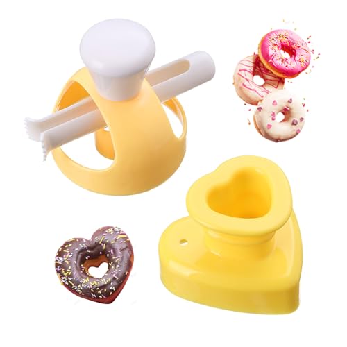 2 Stück Donut-Formen Mit Dip-Zange, Hohle Brotform, Herzstempel, Backwerkzeuge Für Zuhause, Donut-Formschneider, Hohle Gebäckform von ZBHDEYG