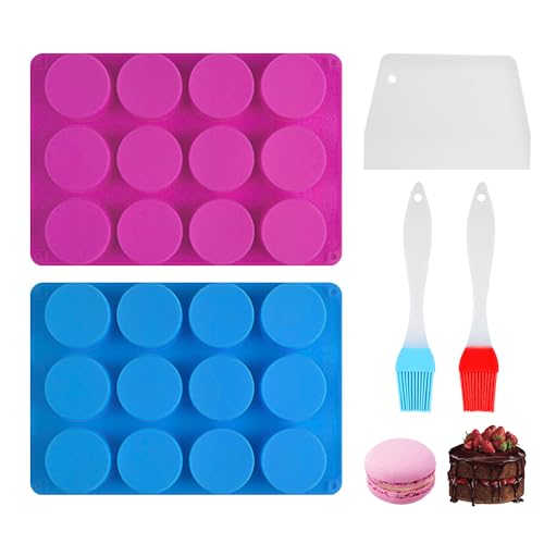 2 Stück Kuchenformen, 2 Stück Ölbürsten, 1 Stück Schaber, zylindrische Silikonformen, Schokoladen- und Bonbonformen, handgefertigte DIY-Formen von ZBHDEYG