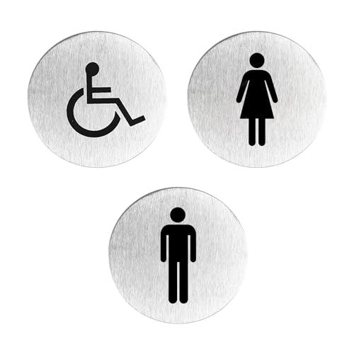 3 Stück Edelstahl-Toilettenschilder, Toilettentürschilder, männliche/weibliche Toilettenschilder, selbstklebende Toilettenschilder, Toiletten-Geschlechtsschilder 3 Stück Edelstahl-Toilettenschilder, Toilettentürschilder, männliche/weibliche Toilettenschilder, selbstklebende Toilettenschilder, Toiletten-Geschlechtsschilder von ZBHDEYG