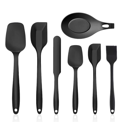 6 Stück Silikonspatel, 1 Silikon-Löffelhalter, Teigspatel-Set, Silikon-Küchen-Teigspatel, Küchenspatel-Set, Kuchenspatel-Set, Backspatel-Set von ZBHDEYG