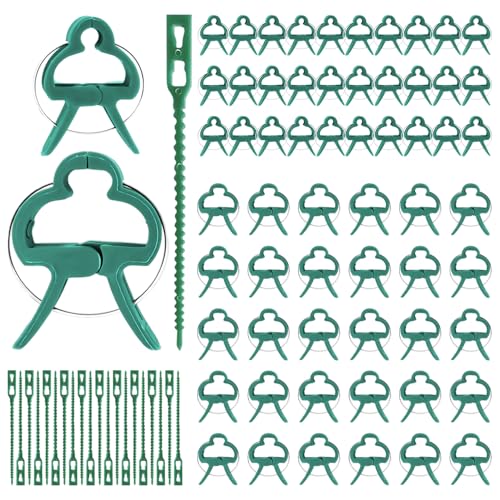 ZBHDEYG 60 Stück Pflanzenclips, 20 Kabelbinder, Pflanzenkletterhilfen, Pflanzenstützclips, Pflanzenbefestigungsklammern von ZBHDEYG