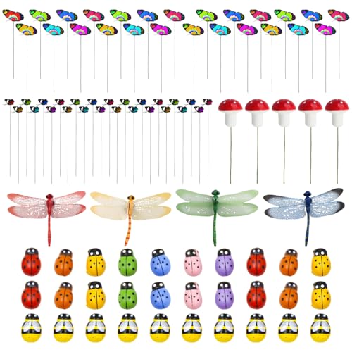 ZBHDEYG 90 Gartenpfosten-Deko-Sets, Garten-Marienkäfer-Deko, Gartenzaun-Deko, Schmetterlings-Deko, Gartenpfosten-Bienen-Deko von ZBHDEYG