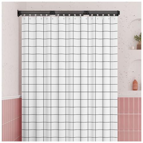ZBJDX Duschvorhang Set Mit Mehrwinkliger Faltstange, Moderner Sichtschutz Trennvorhang Im Minimalistischen Stil, Kein Stanzen Erforderlich,A,Five fold Pole von ZBJDX