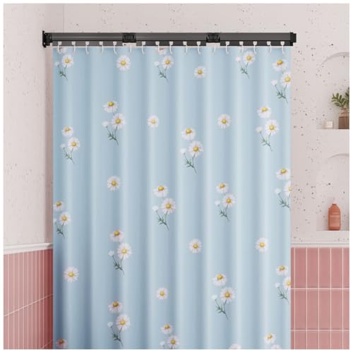 ZBJDX Kleiner Duschvorhang, Faltbares Duschvorhang Set, Wasserfester Sichtschutz Trennvorhang, FüR Modernes Badezimmerdekor,B,Two fold Pole von ZBJDX