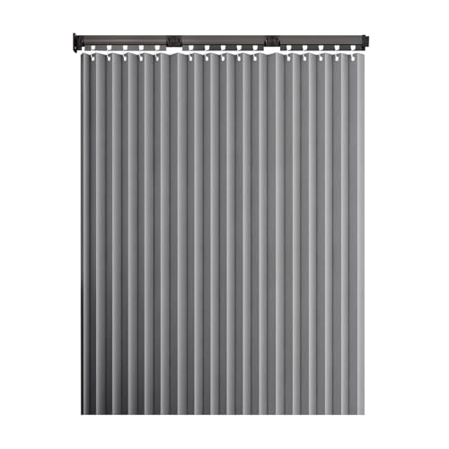 ZBJDX Wasserdichtes Badezimmer Vorhang Set, Beschwerter Duschvorhang Aus Polyestergewebe Mit Faltbarer Stange Aus Legierung, Einfacher Stil,Grau,Two fold Pole von ZBJDX