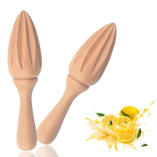 2 Zitruspressen aus Holz, Hand-Zitronenpresse aus Holz mit stabilen Buchenholzgriffen für eine bequeme Nutzung, Zitruspressen sind praktisch für manuelle Verwendung in der Küche oder im Freien von ZBKJYILF