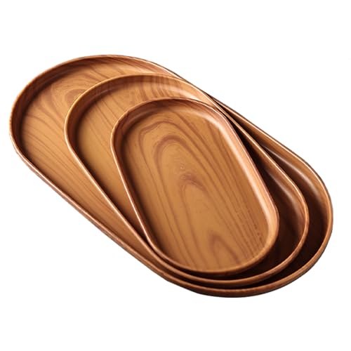 Ovale Serviertablett, 3 Stück Oval Tabletts Dekotablett Deko Serviertablett Küchentablett, Einfach zu Reinigen, Vielseitig Einsetzbares Tablett für Badezimmer, Küche, Café von ZBKJYILF