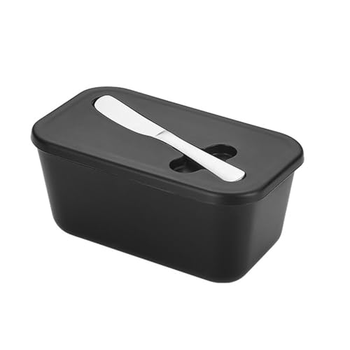 Butterdose Butterschale Butterbehälter, Leicht zu Reinigen, Schwarze Butterdose mit Deckel und Edelstahl-Messer – der Elegante Aufbewahrungshelfer für Ihre Küche(Schwarz) von ZBKJYILF