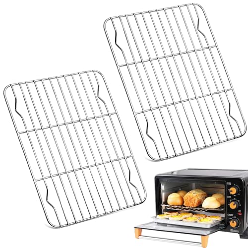 ZBKJYILF Abkühlgitter 2er-Set, Grillrost, Edelstahl Gitter, Ideal zum Braten, Backen, Grillen und Kühlen - Gesund, Langlebig und Spülmaschinengeeignet-21.5×14.5cm von ZBKJYILF