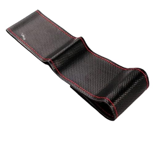 38 Cm 15 Zoll Auto-Lenkrad-Geflechtbezug Weiches Rutschfestes Leder Auto-Innenausstattung Auto Lenkradabdeckung(B-BLACK-RED) von ZBLNKZNGKA