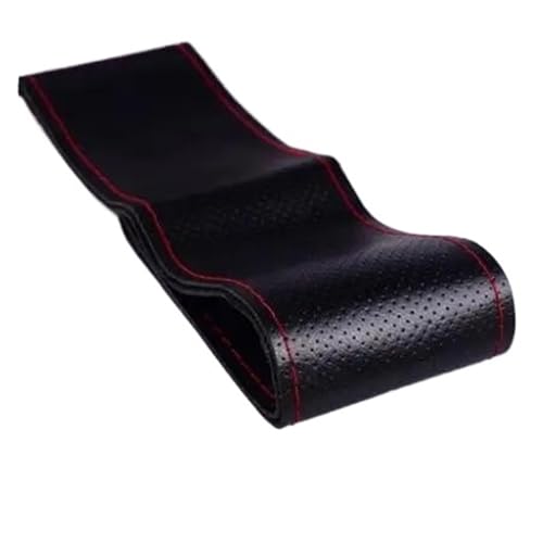 38cm 15inch Anti-Rutsch Atmungsaktiv Auto Lenkradbezug Aus Weichem Leder Geflochten Auto Lenkradabdeckung(B-black and red) von ZBLNKZNGKA