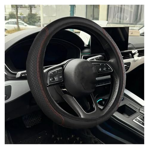Auto-Lenkradbezug Aus Leder Mit Rautenmuster Ohne Innenring Rutschfest Verschleißfest Für Vier Jahreszeiten Universell Einsetzbar Auto Lenkradabdeckung(Red line) von ZBLNKZNGKA