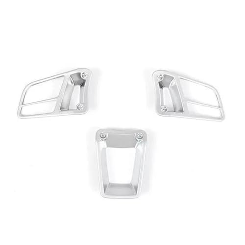 Für Cayenne Für Macan 2015-2020 Für Panamera 3 Pcs Auto Styling Innen Lenkrad Taste Rahmen Abdeckung Trim Auto Lenkradabdeckung(Silver) von ZBLNKZNGKA