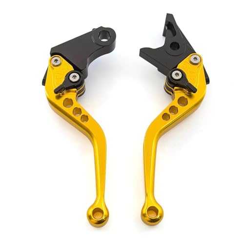 Hebel Bremsgriff Motorrad Für Hypermotard 698 Für Mono Für RVW 2024 Motorrad Einstellbare Bremse Kupplung Hebel Zubehör Kurz Lang Kupplung Bremshebel Motorrad(147mm Gold) von ZBLNKZNGKA