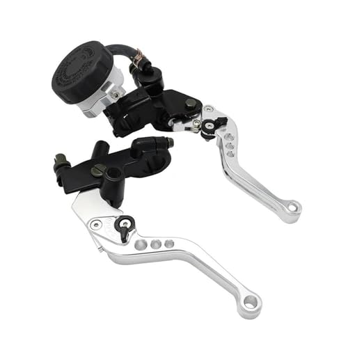 Hebel Bremsgriff Motorrad Motorrad Bremskupplungspumpenhebel Hydraulischer Hauptzylinder Zubehör 7/8" 22mm Universal Kupplung Bremshebel Motorrad(Silver) von ZBLNKZNGKA
