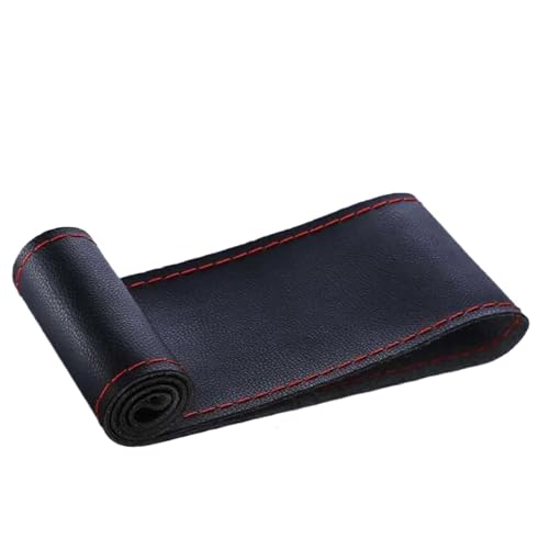 Leder-Lenkradbezug Fürs Auto Mit Nadelfadengeflecht 3738cm Rutschfester Lenkradschutz Auto Lenkradabdeckung(Hole Black red) von ZBLNKZNGKA
