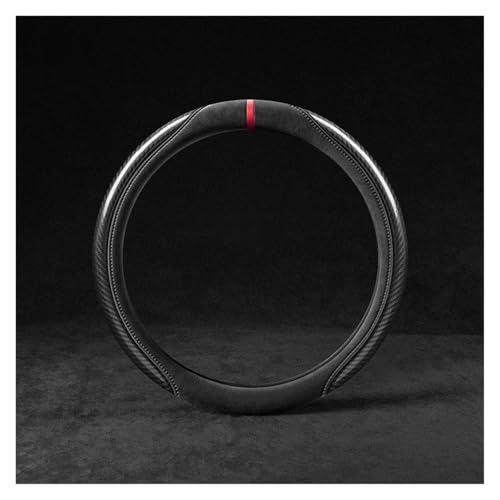 Lenkradbezug Mit Carbonfaser-Nähten Strapazierfähiges Rutschfestes Wildlederfutter Geeignet Für Alle Arten Von Autos Auto Lenkradabdeckung(Red) von ZBLNKZNGKA