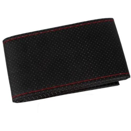 Universal Hand Nähen Auto Auto Lenkrad Abdeckung 37-38 CM 14,5 "-15" Anti-rutsch Geflecht Auto Styling Auto Lenkradabdeckung(Black Red) von ZBLNKZNGKA