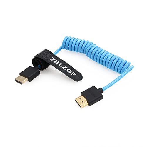 ZBLZGP 8K HDMI zu HDMI Spiralkabel High Speed Ethernet für Portkeys BM5 Monitor, Laptop, Computer, Kamera, Monitor (Blauer geflochtener Federdraht) von ZBLZGP