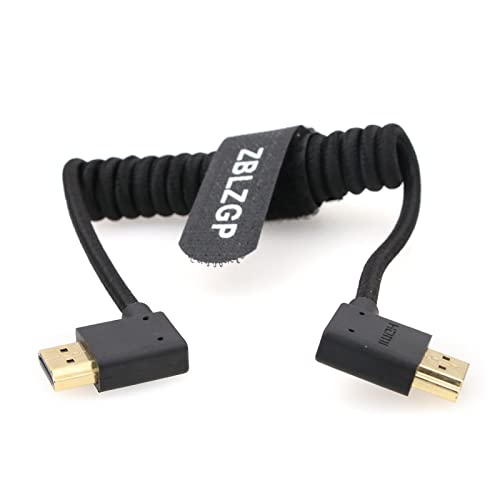 ZBLZGP HDMI auf HDMI Spiralkabel High Speed Ethernet für Portkeys BM5 Monitor, Laptop, Computer, Kamera, Monitor (geflochtenes Spiralkabel, rechts HDMI-links) von ZBLZGP